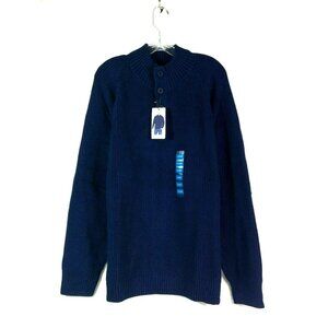 Eddie Bauer Mens Quarter Button Mock Neck Pullover Sweater XXL Blue